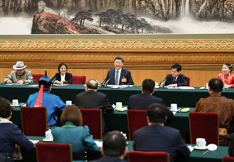 2019年3月5日，習(xí)近平總書記參加十三屆全國人大二次會議內(nèi)蒙古代表團的審議。